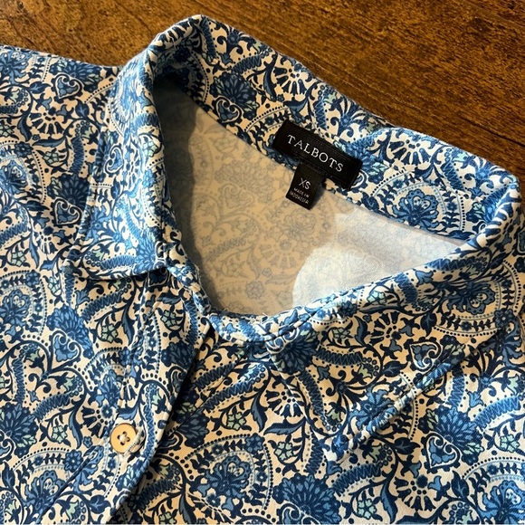 TALBOTS Women’s Paisley 3/4 Sleeve Nylon Spandex Top Size XS EUC - Picture 3 of 4